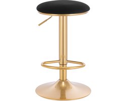 Barkrukken - 1 Stuk - Verstelbaar - Velvet Barkruk - Luxe Barkrukken - Barkrukken Met Rugleuning - Barkrukken - Hoge Bar Krukken - Zwart - Fluweel - Goud