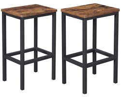 Barkrukken 2-delige set Keukenkrukken 40x30x65cm Bruin + zwart Modern en eenvoudig design Met voetensteun Stevige metalen constructie Max. draagvermogen per kruk 100 kg Kan onder de tafel worden opgeborgen Geschikt voor keuken eetkamer en woonkamer