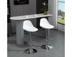 Barkrukken - DesignHome - Verstelbare rugleuning - Synthetisch leer - Wit