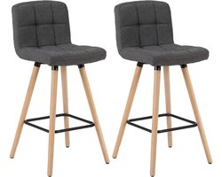 Barkrukken - Donkergrijs - Linnen - Hoge rugleuning - Zithoogte 70cm - Set van 2