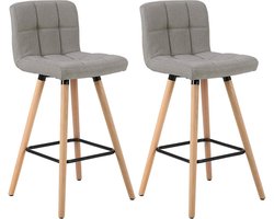 Barkrukken - Grijs - Linnen - Ergonomisch - Zithoogte 70cm - Set van 2