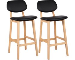 Barkrukken in Scandinavische stijl - Tegenkrukken - Moderne barstoelen - Ergonomisch ontwerp - Duurzaam en gemakkelijk onderhoud - Massief hout en kunstleer - 91,5 cm x 43 cm x 37,5 cm