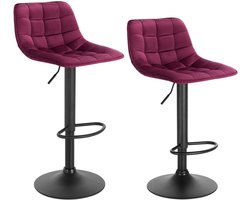 Barkrukken Jerino - Met rugleuning - Rood - Set van 2 - Keuken - Barstoelen ergonomisch - Verstelbaar in hoogte - Zithoogte 60-82cm