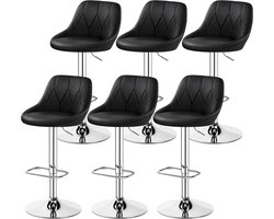 Barkrukken Set - Krukken Barstoelen - Zitten aan Bar - In Hoogte Verstelbaar - 61.5 cm - 83 cm - Zwart
