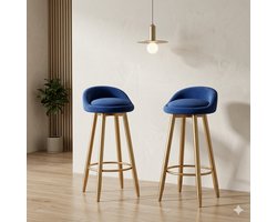 Barkrukken set van 2 75 cm – Fluwelen zitting met rugleuning, metalen frame goud met voetsteun, moderne barstoelen voor keukeneiland & bar (wit) – Yesdeals