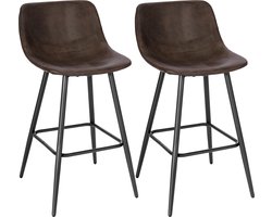 Barkrukken - Set Van 2 - Barkruk - 2 Stuks - Luxe Barkrukken - Met Rugleuning - Barkrukken - Bruin - Kunstleer