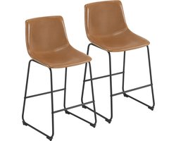 Barkrukken - Set Van 2 - Barkruk - 2 Stuks - Luxe Barkrukken - Met Rugleuning - Barkrukken - Kunstleer - Bruin