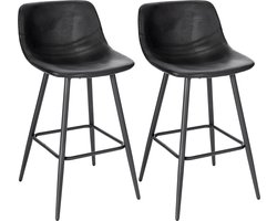 Barkrukken - Set Van 2 - Barkruk - 2 Stuks - Luxe Barkrukken - Met Rugleuning - Barkrukken - Kunstleer - Zwart