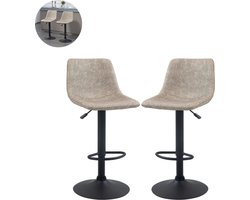 Barkrukken set van 2 - Barkruk - Barstoel - Barkrukken met rugleuning - Keukenstoel - Voetsteun - Zithoogte 81 cm - Beige