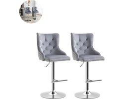 Barkrukken set van 2 - Barkruk - Barstoel - Barkrukken met rugleuning - Keukenstoel - Voetsteun - Zithoogte 86 cm - Lichtgrijs
