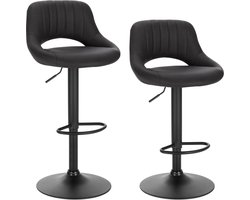 Barkrukken - Set Van 2 - Barkruk - Luxe Barkrukken - Barkrukken Met Rugleuning - Barkrukken - Hoge Bar Krukken - Zwart