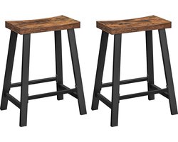 Barkrukken, Set Van 2 Barstoelen, Keukenontbijtbarkrukken Met Voetsteun, 60 Cm Hoog, Ä°ndustrieel Ä°n Woonkamer, Feestzaal, Rustiek Bruin En Zwart