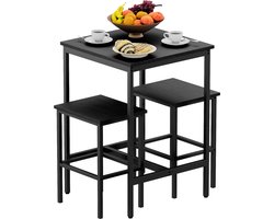 Barkrukken Set van 2 – Industrieel Zwart/Hout – 65 cm Zithoogte – Metaal Frame – Stevig & Compact – IN-HOMEXL