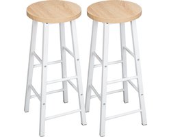 Barkrukken - Set Van 2 - Nordic Barkruk - 2 Stuks - Luxe Barkrukken - Industrieel - Hoge Bar Krukken - Wit/bruin