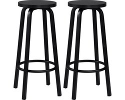 Barkrukken - Set Van 2 - Nordic Barkruk - 2 Stuks - Luxe Barkrukken - Industrieel - Hoge Bar Krukken - Zwart