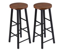 Barkrukken - Set Van 2 - Nordic Barkruk - 2 Stuks - Luxe Barkrukken - Industrieel - Hoge Bar Krukken - Zwart/bruin
