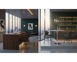 Barkrukken set van 4 – House&Garden Luxe 66 cm Draaibare Barstoelen met Rugleuning, Donkergrijs Kunstleer, Metalen Frame & Voetensteun – Moderne Mid-Century Keukenkrukken