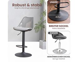 Barkrukken Set van 4 House&Garden – Transparante Moderne Barstoelen met Ergonomische Rugleuning, In Hoogte Verstelbaar en Draaibaar – Luxe Keuken- en Eetkamerkrukken met Voetensteun – Stabiel Metaal en Duurzaam Kunstleer
