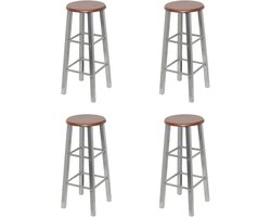Barkrukken Set - Zitplaatsen Bar - Buiten Zitten - Stalen Frame - 30x70cm - Zilver Bruin