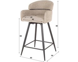 Barkrukken Sienna Bouclé Zand Ronde Rug Draaibaar