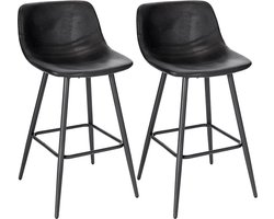 Barkrukken - Zwart - Kunstleer - Ergonomisch - Zithoogte 63cm - Set van 2