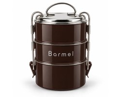 Barmel Tiffin Lunchbox Bruin - Broodtrommel - Lunchtrommel - Lunchdoos - Meal Prep - Voedselcontainer - Lunch Bewaarbox - Voor School - Werk - Kantoor - Picknick - Camping - Onderweg