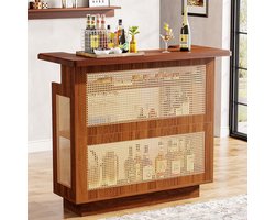 Barmeubel met Rotan Afwerking - Drankkast met Wijnhouders en Plank voor Alcoholische Drankjes