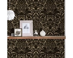Barok behang Behang barok Behang slaapkamer Vliesbehang Zwart / Antraciet 335834