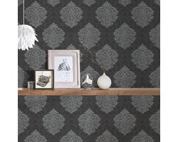 Barok behang Behang barok Vliesbehang Grijs Zwart / Antraciet 324804