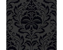 Barok behang Profhome 255426-GU vliesbehang licht gestructureerd in barok stijl mat zwart 5,33 m2