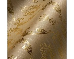 Barok behang Profhome 306584-GU textiel behang gestructureerd in barok stijl glanzend goud beige 5,33 m2
