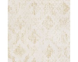 Barok behang Profhome 786722-GU vliesbehang hardvinyl warmdruk in reliëf gestructureerd met ornamenten en metalen accenten crème goud 5,33 m2