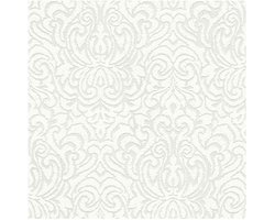 Barok behang Profhome 961932-GU textiel behang gestructureerd in barok stijl mat wit 5,33 m2