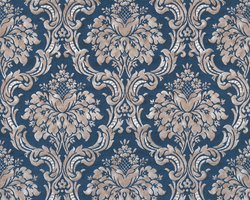 BAROK ORNAMENTEN BEHANG - Beige Blauw Creme Metallic - AS Creation Paradise Garden