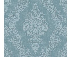 BAROK ORNAMENTEN BEHANG | Klassiek - Blauw Turquoise Zilver - A.S. Création Pure Elegance