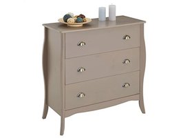Barokstijl Commode met 3 Laden in Taupe - Elegant Dressoir voor Slaapkamer of Woonkamer