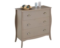 Barokstijl Commode met 3 Laden in Taupe - Elegant Dressoir voor Slaapkamer of Woonkamer