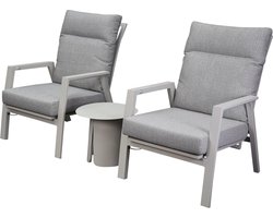 Barolo lounge balkonset 3 delig verstelbaar latte zand aluminium