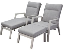 Barolo lounge balkonset 4 delig verstelbaar latte zand aluminium
