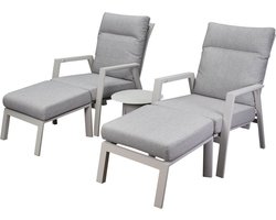 Barolo lounge balkonset 5 delig verstelbaar latte zand aluminium