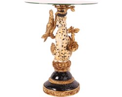 Baroque - Decoratief beeld of figuur - Bijzettafel luipaard resin 51 cm - 51.5x40x40 - Polyresin