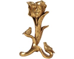 Baroque - Decoratief beeld of figuur - Kandelaar Bloem 25,5 cm - Goud - Resin - 25.5x10.5x16.5 - Polyresin