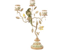 Baroque - Decoratief beeld of figuur - Kandelaar Papegaai 31,5 cm - Groen - Resin - 31.5x22,5x9 - Polyresin