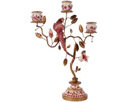 Baroque - Decoratief beeld of figuur - Kandelaar Papegaai 31,5 cm - Rood - Resin - 31.5x22,5x9 - Polyresin