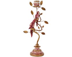 Baroque - Decoratief beeld of figuur - Kandelaar Papegaai 32.5 cm - Rood - Resin - 32.5x14x9 - Polyresin