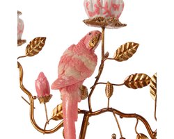Baroque - Decoratief beeld of figuur - Kandelaar Papegaai- Roze - 31.5x22,5x9cm - Polyresin