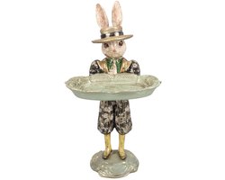 Baroque - Decoratief beeld of figuur - Konijn met Schaal 27,5 cm - Groen - Resin - 27.5x14.5x14 - Polyresin