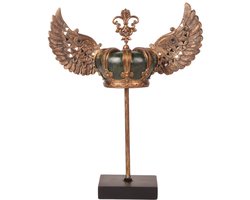 Baroque - Decoratief beeld of figuur - Kroon op standaard 36,5 cm - Groen/Goud - Resin - 36.5x30x13 - Polyresin