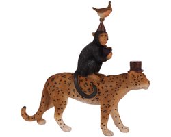 Baroque - Decoratief beeld of figuur - Leopard & friends resin 22 cm - 22x23x5 - Polyresin