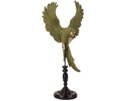 Baroque - Decoratief beeld of figuur - Papegaai op Stok - Groen - Resin - 52.5x26.5x14.5 - Polyresin